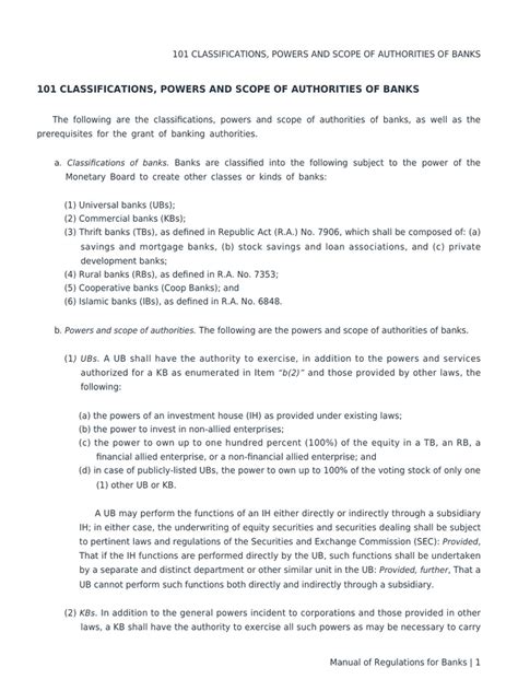 101 CLASSIFICATIONS, POWERS AND SCOPE OF .